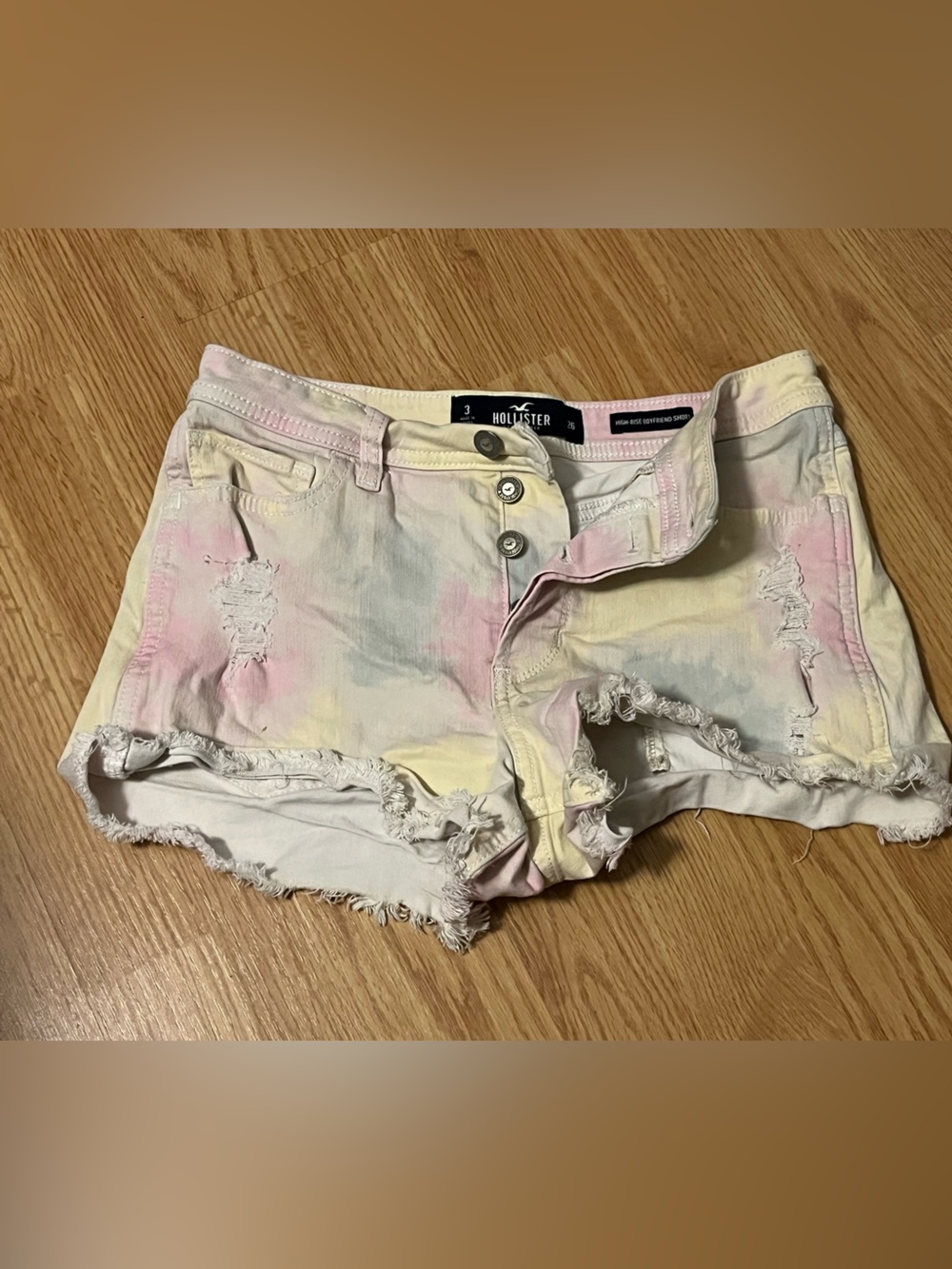 Hollister Pastel Tie-Dye Distressed Denim Shorts